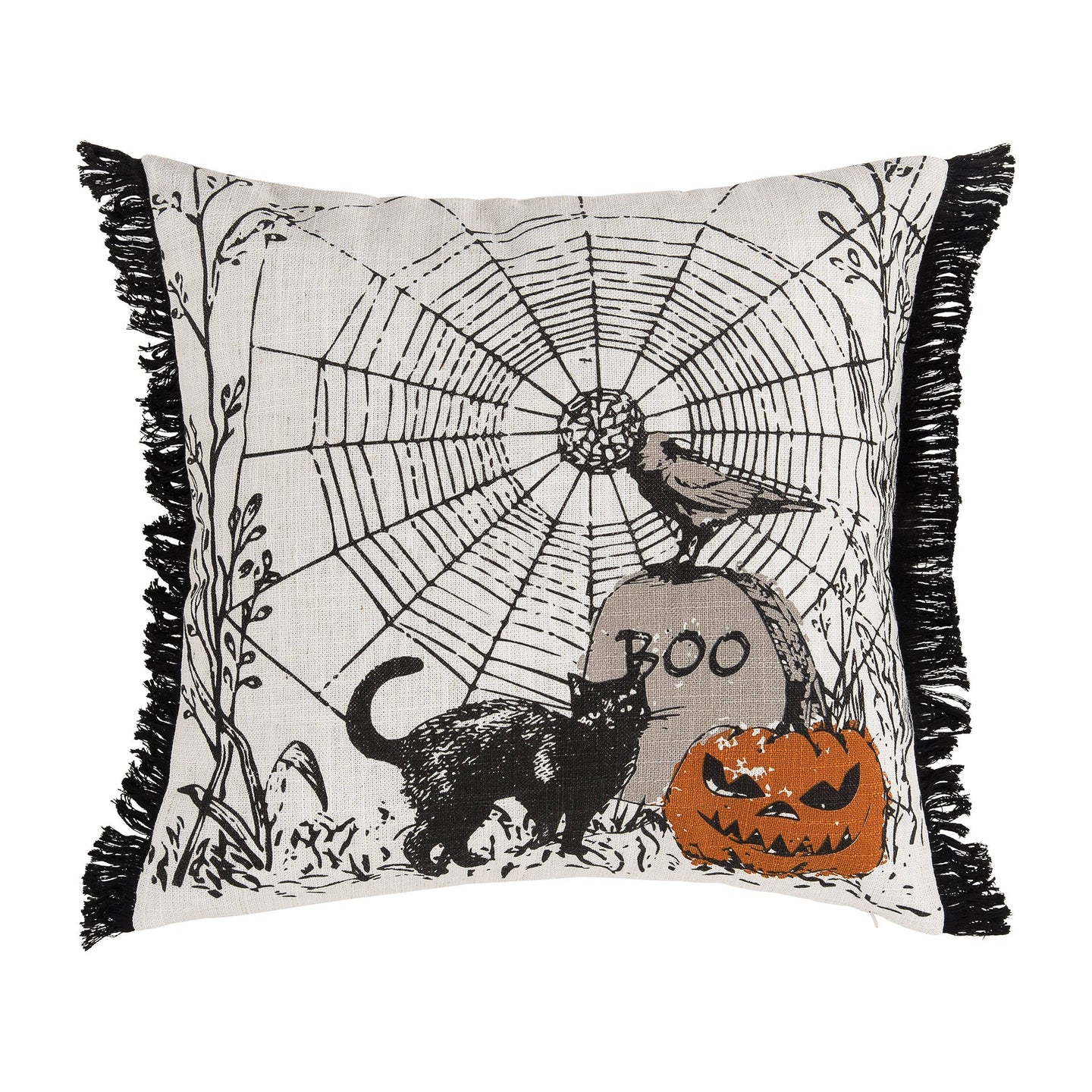 Halloween Boo Spider Web Pillow