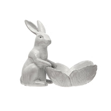 Load image into Gallery viewer, Stoneware Rabbit with Flower Shaped Bowl
